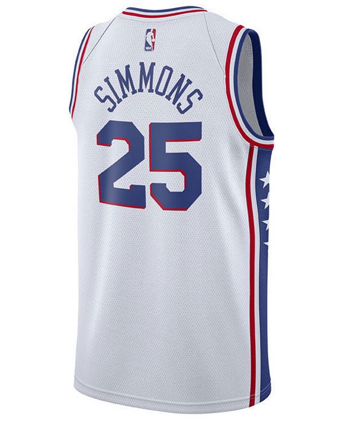 Джерси Бена Симмонса Philadelphia 76ers Association Swingman, Big Boys (8-20) Nike, белый
