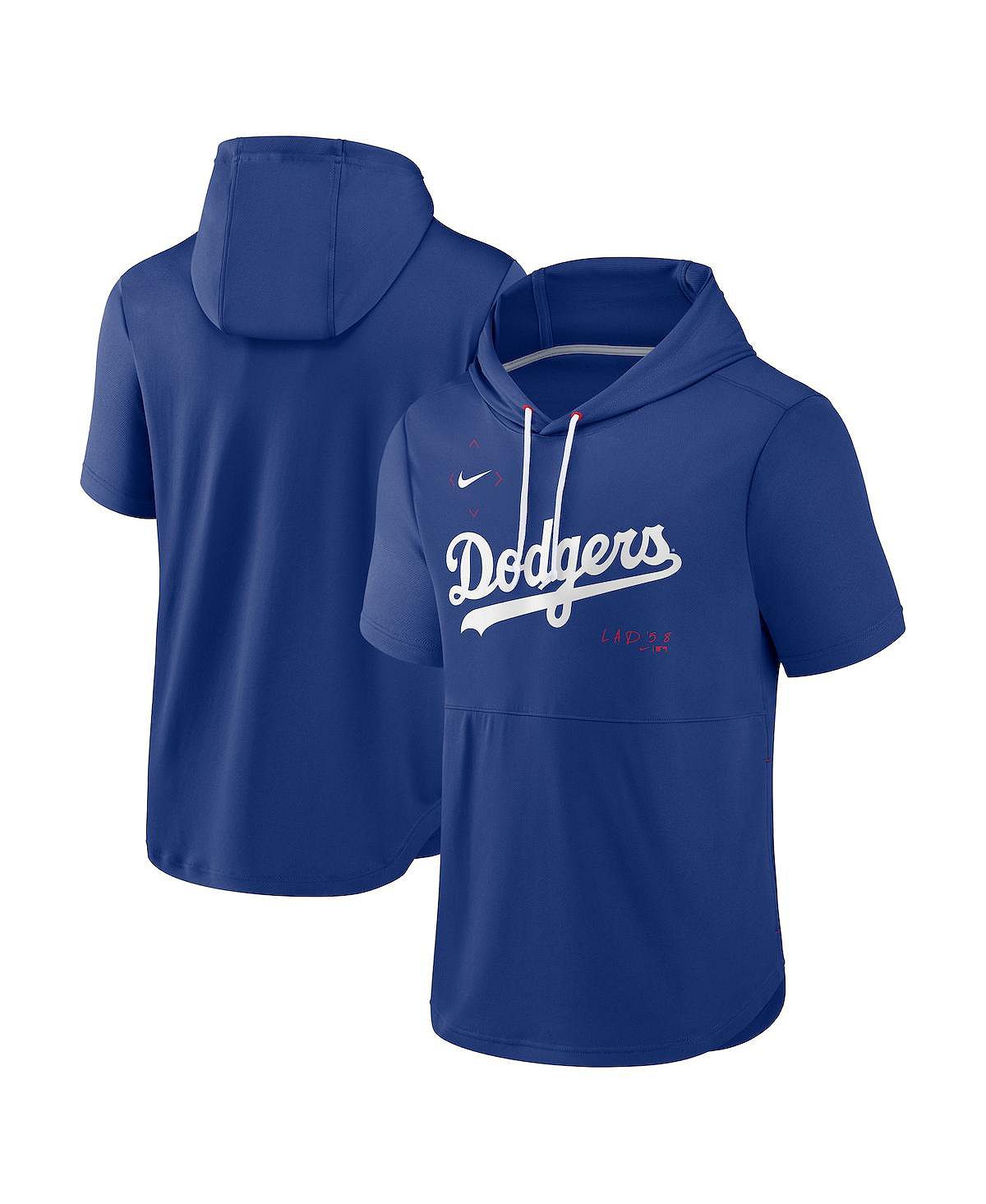 цена Мужской пуловер с капюшоном Royal Los Angeles Dodgers Springer с короткими рукавами и капюшоном Nike