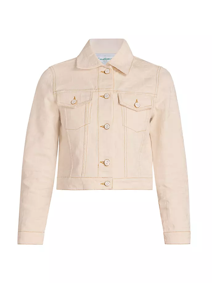 

Джинсовая укороченная куртка с монограммой Casablanca, цвет off white