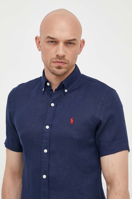 

Льняная рубашка Polo Ralph Lauren, темно-синий