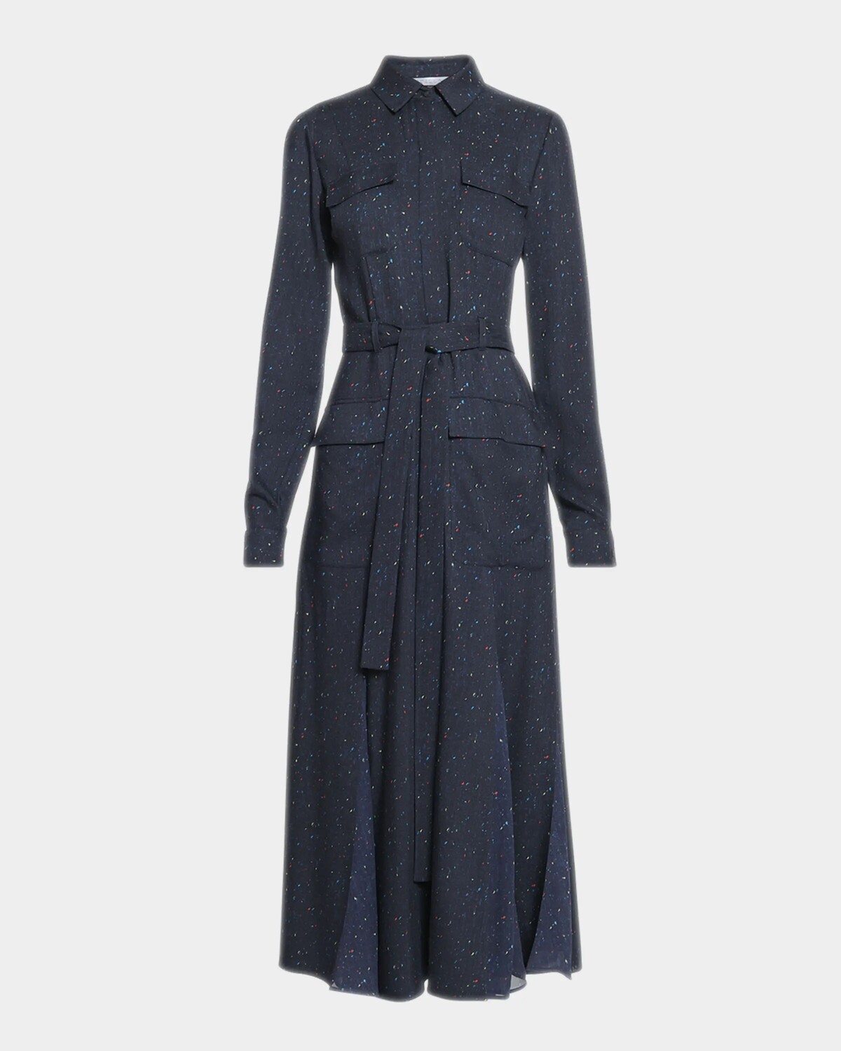 

Мини-платье-рубашка с поясом и принтом Meyer Gabriela Hearst, цвет Dark Navy Multi