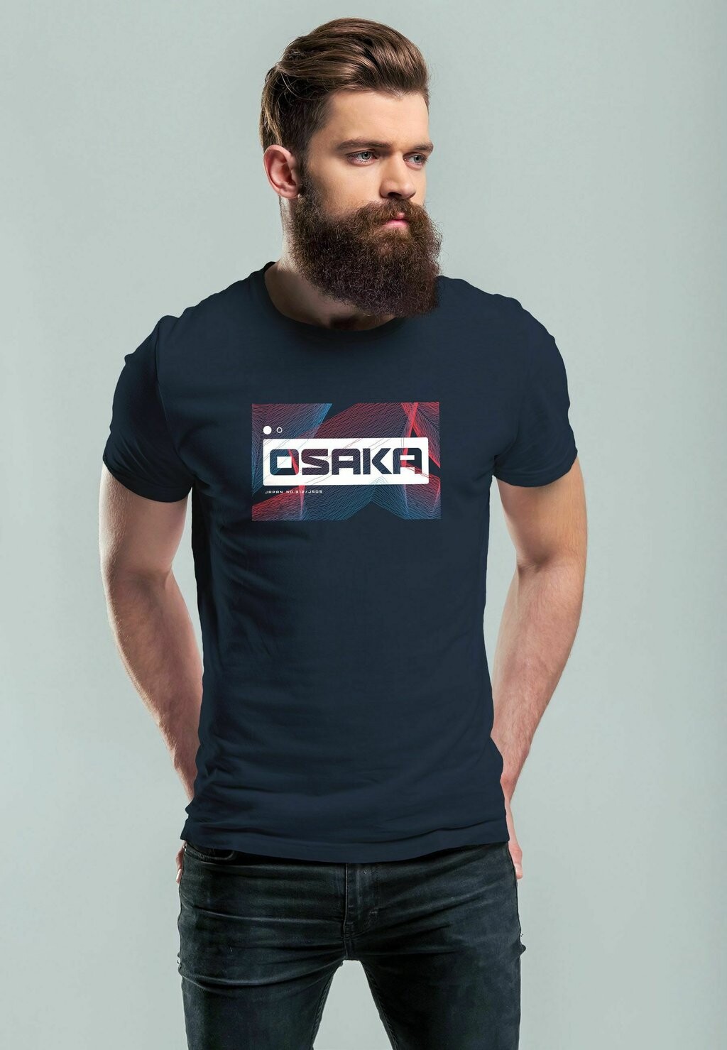 

Футболка с принтом JAPAN OSAKA ASIAN STYLE TEACHWEAR FASHION STREETS Neverless, цвет navy