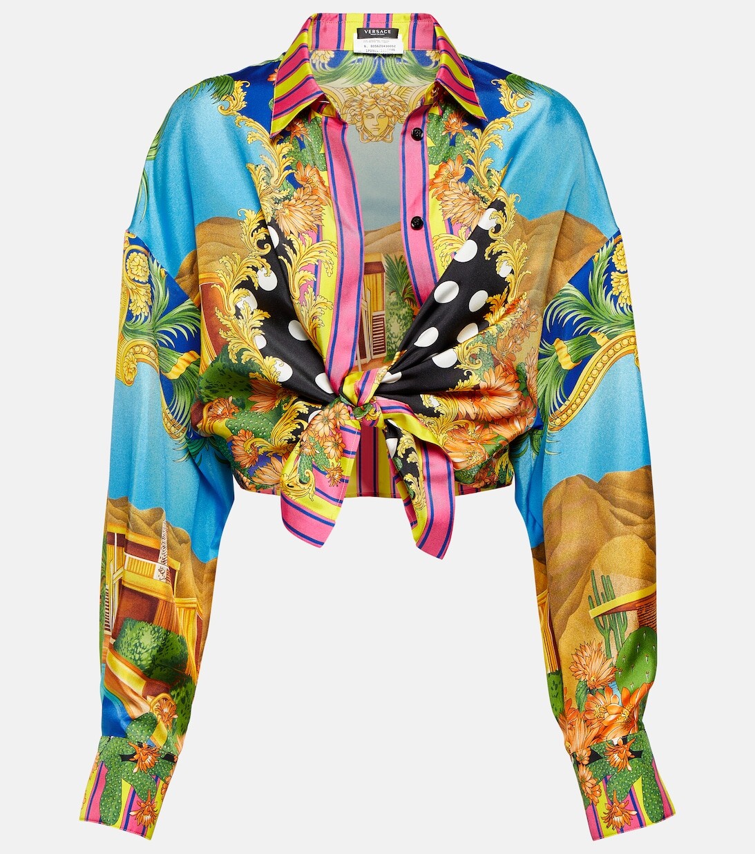 

Блузка Medusa Palm Springs с завязками спереди VERSACE, разноцветный
