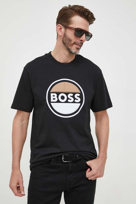 

Хлопковая футболка BOSS Boss, черный