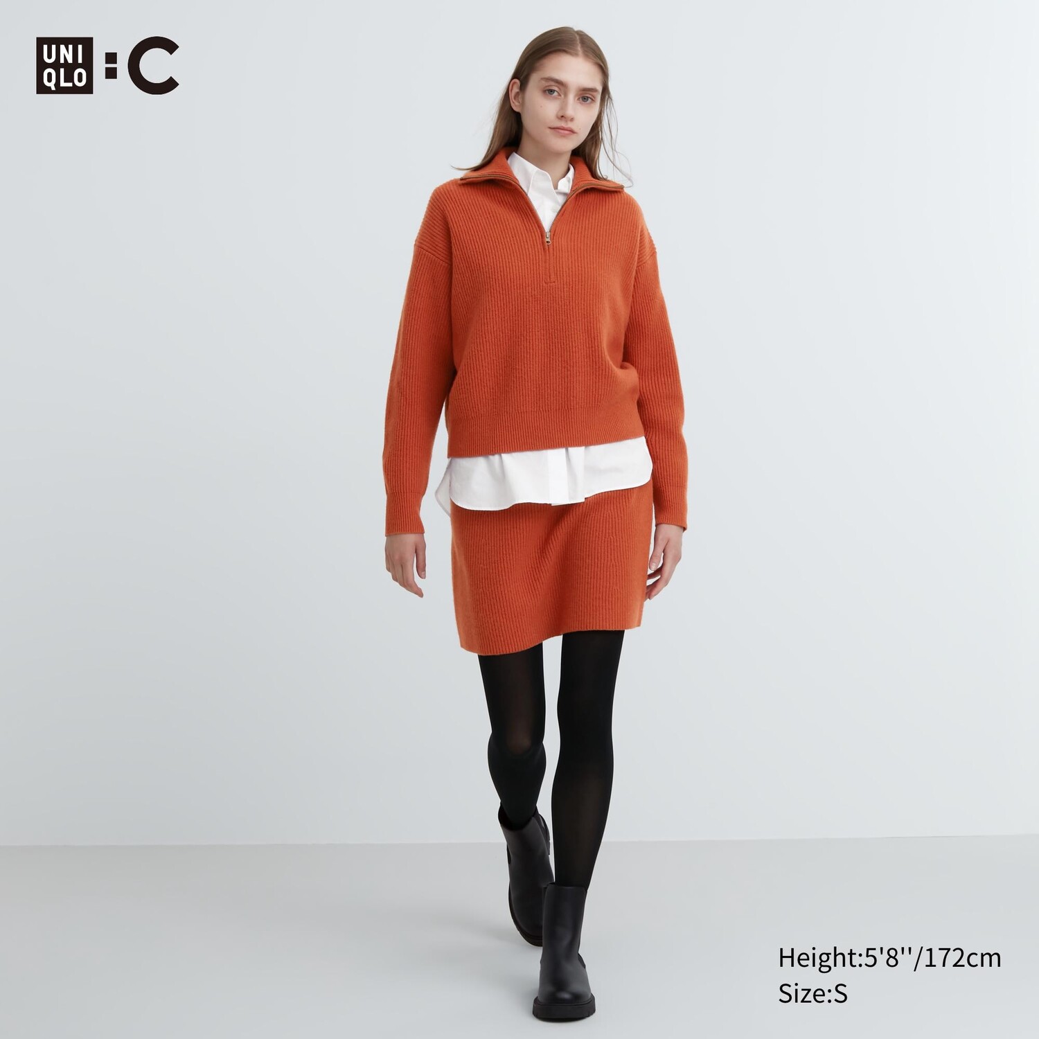 

Мини-юбка премиум-класса из овечьей шерсти Uniqlo, оранжевый