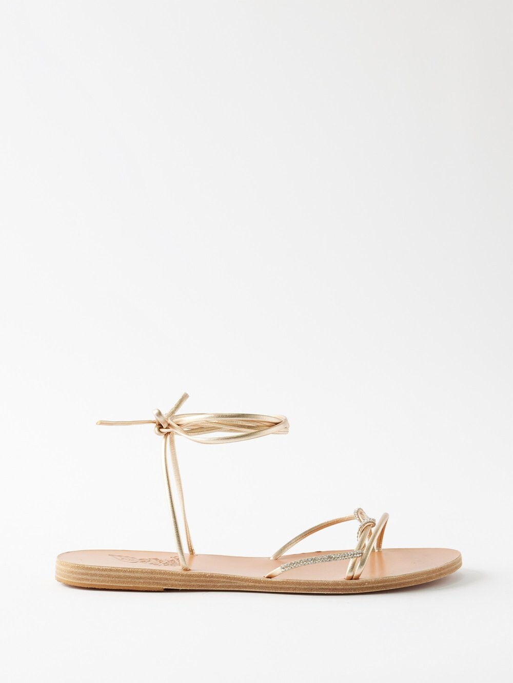 

Босоножки treli из кожи металлизированного цвета, украшенные кристаллами Ancient Greek Sandals, золото