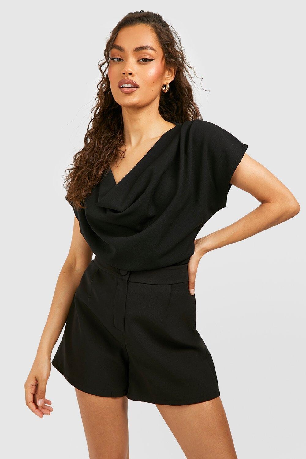 

Блузка с вырезом из крепа Boohoo, черный