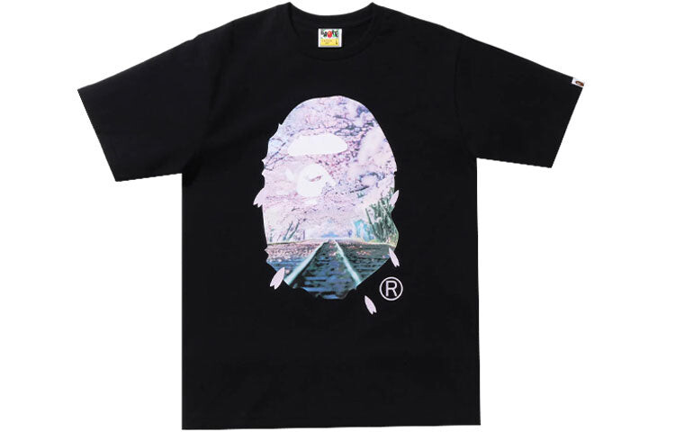 

Футболка мужская BAPE Sakura Photo Ape Head SS22, черный