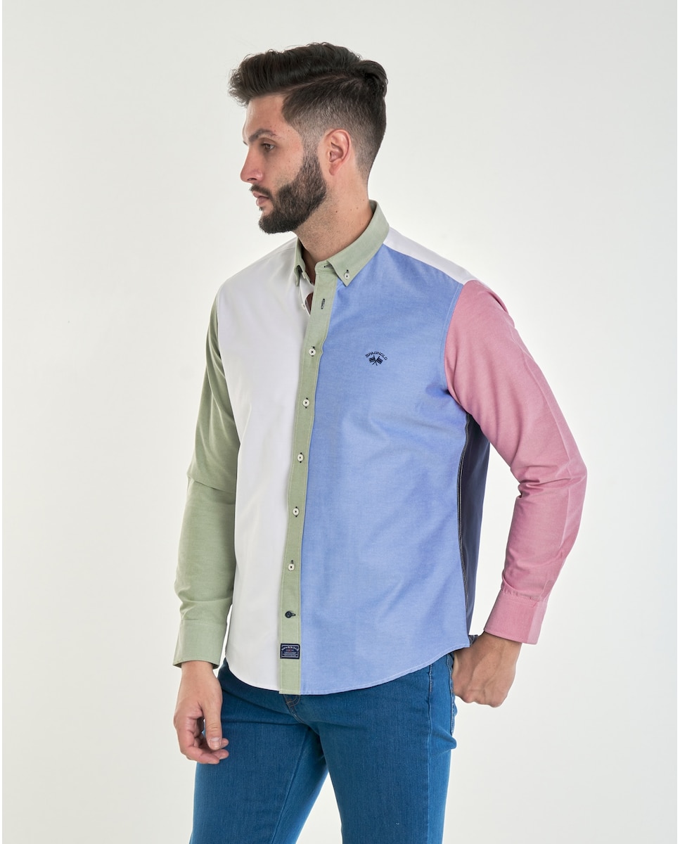 Обычная мужская рубашка-оксфорд в разноцветном цвете Spagnolo, мультиколор рубашка из ткани оксфорд прямая с длинными рукавами xl белый
