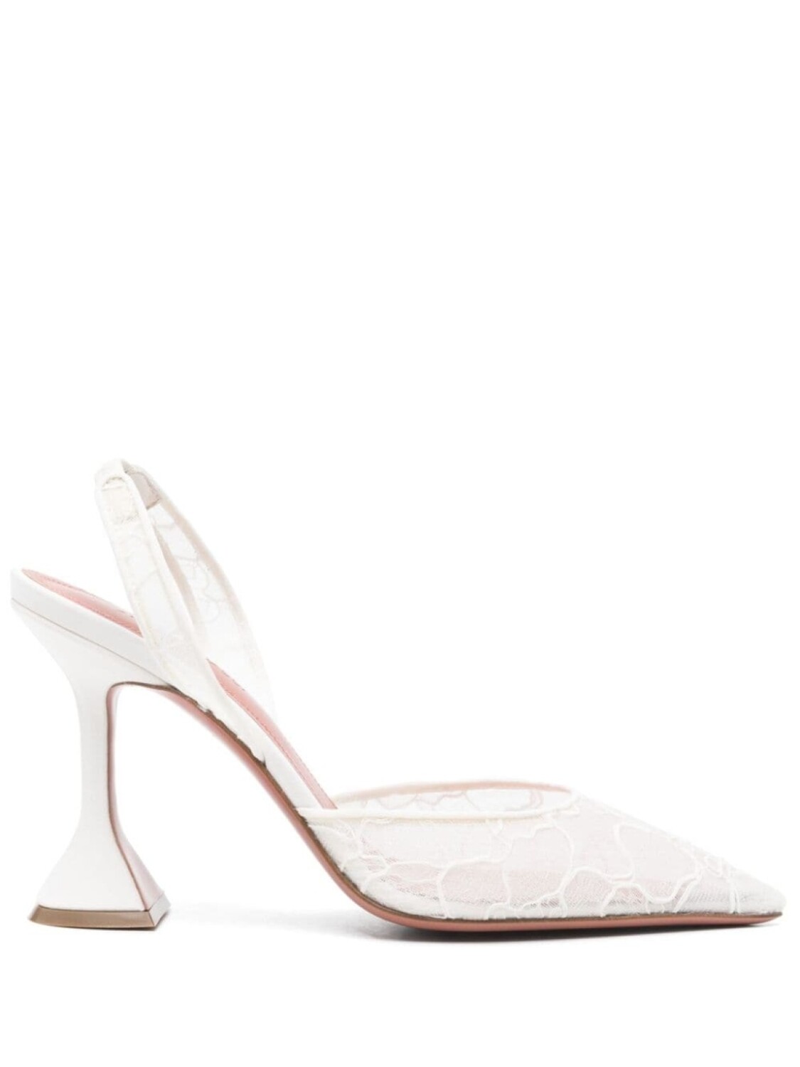 

Amina Muaddi туфли Holli Lace Sling 100, белый