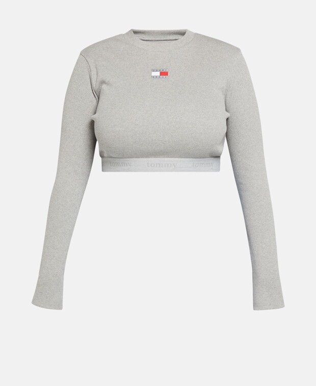 

Вязаный укороченный топ Tommy Jeans, серый
