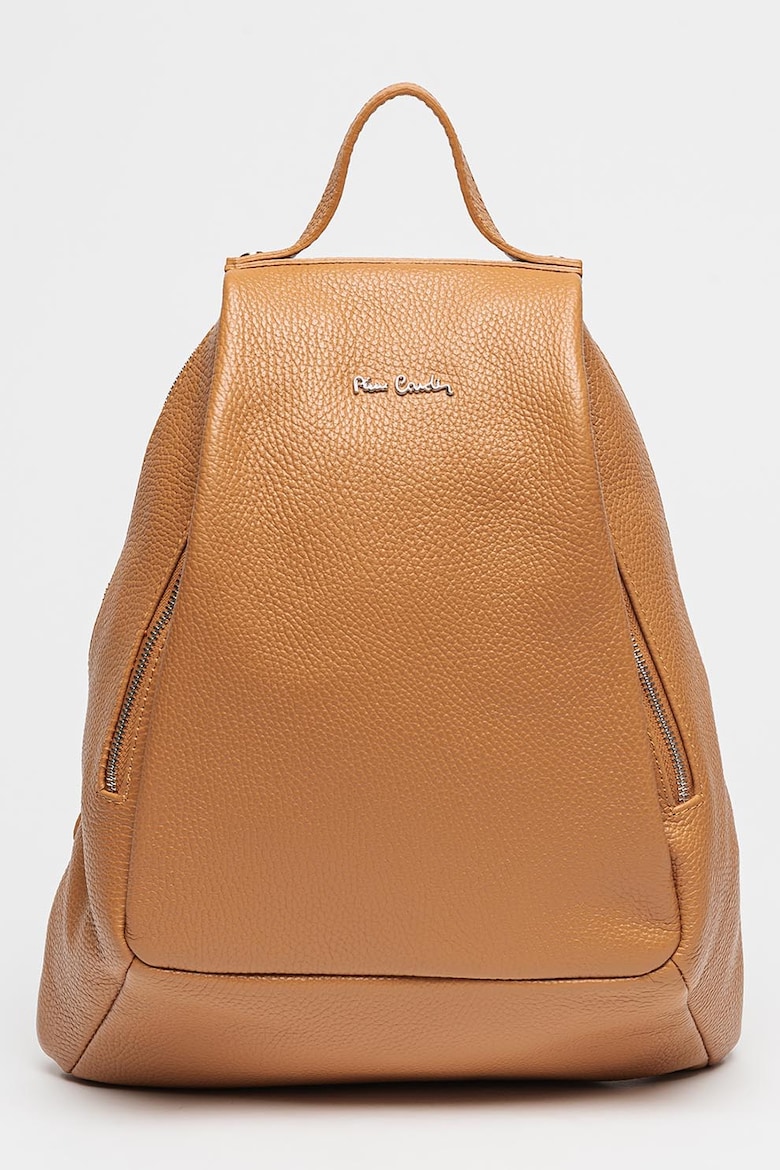 Кожаный рюкзак с логотипом Pierre Cardin, коричневый