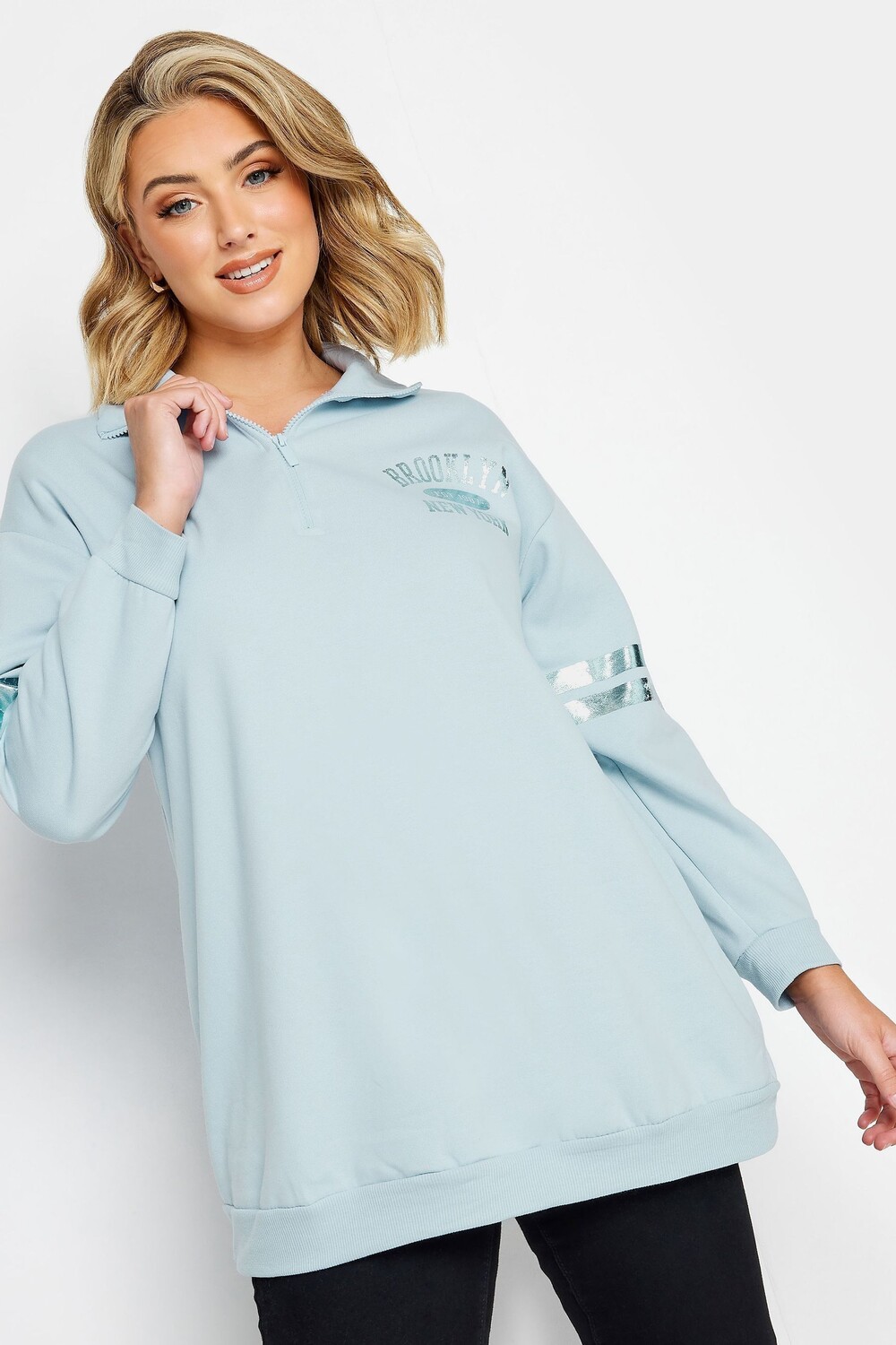 

Короткая толстовка на молнии с эффектом металлик Varsity Yours, синий