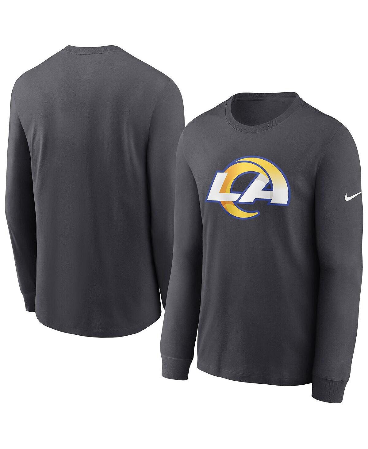 

Мужская антрацитовая футболка с длинным рукавом с логотипом Los Angeles Rams Primary Nike