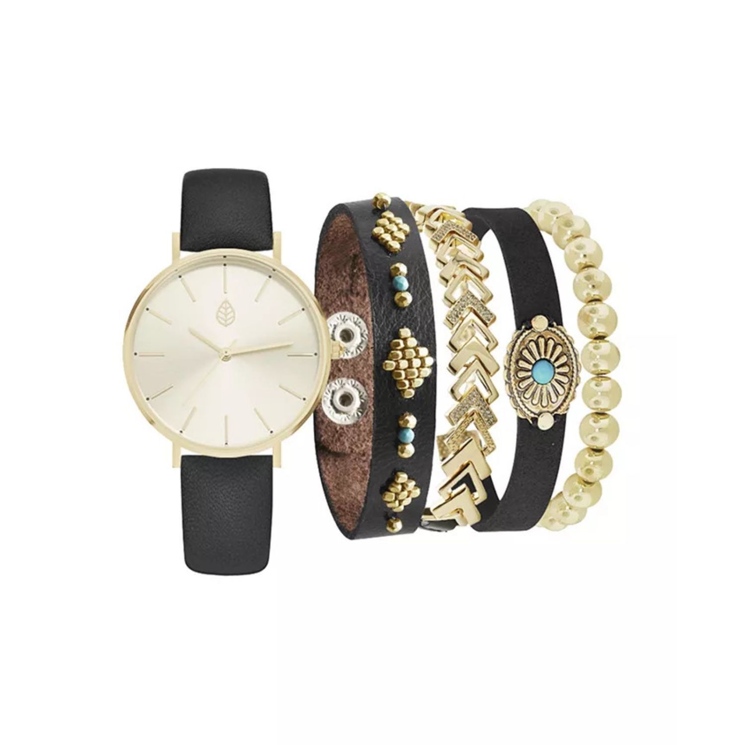 цена Женские часы с черным ремешком и черно-золотой браслет Jessica Carlyle