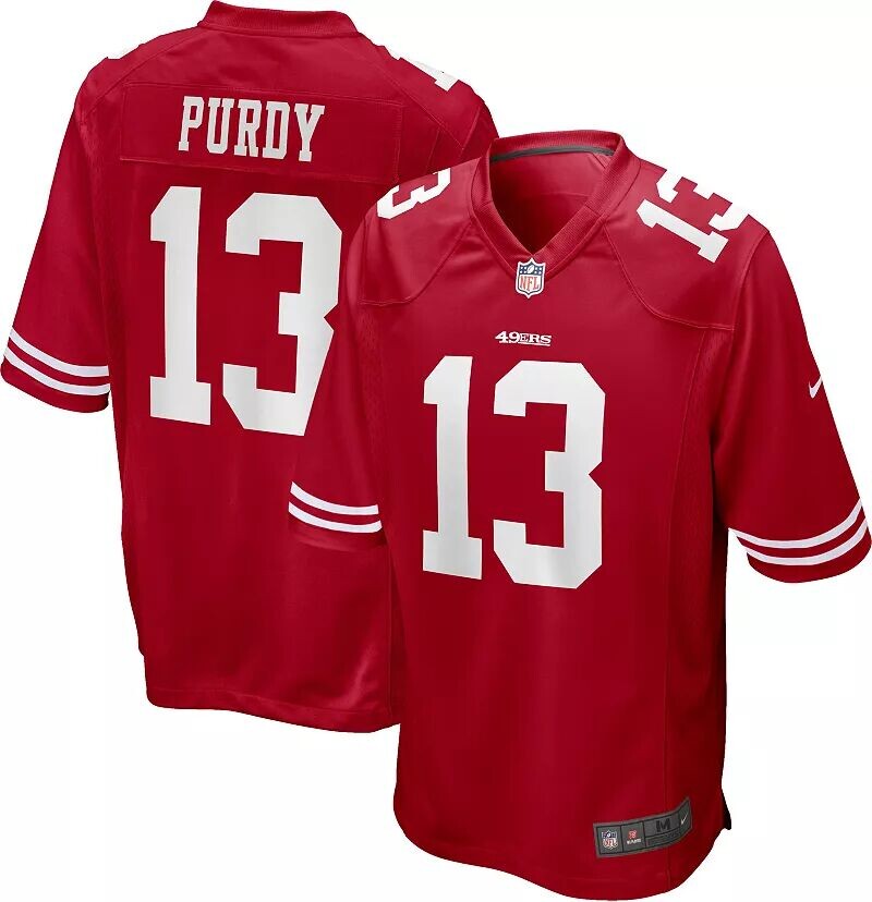 

Мужское джерси Nike San Francisco 49ers Brock Purdy #13 красного цвета