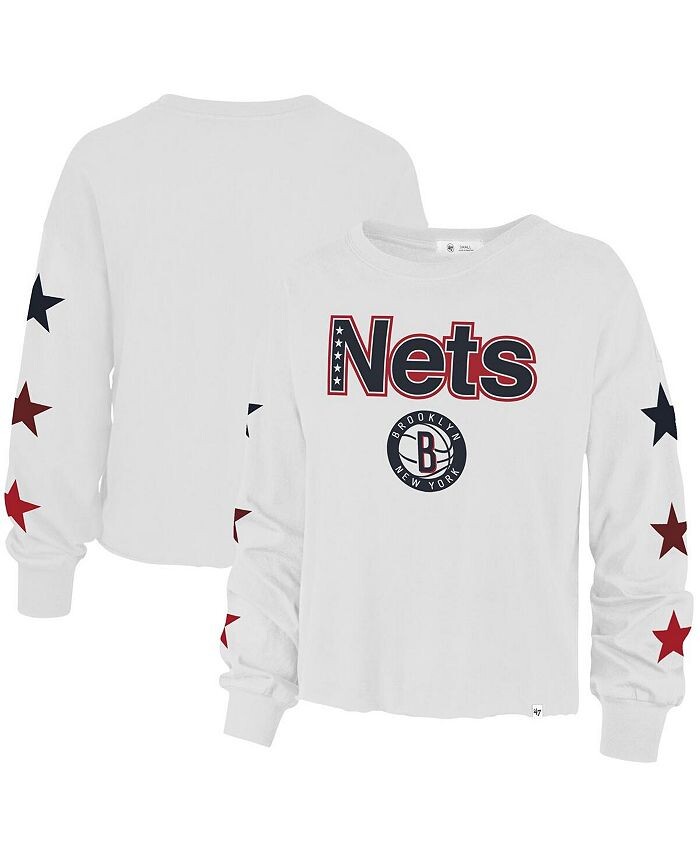 

Женская белая футболка Brooklyn Nets 2021/22 City Edition Call Up Parkway '47 с длинным рукавом '47 Brand, белый