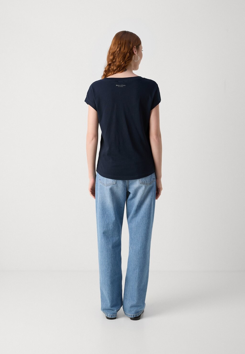 

Базовая футболка Overcut Sleeves Deep Round Neck Marc O'Polo, темно-синий