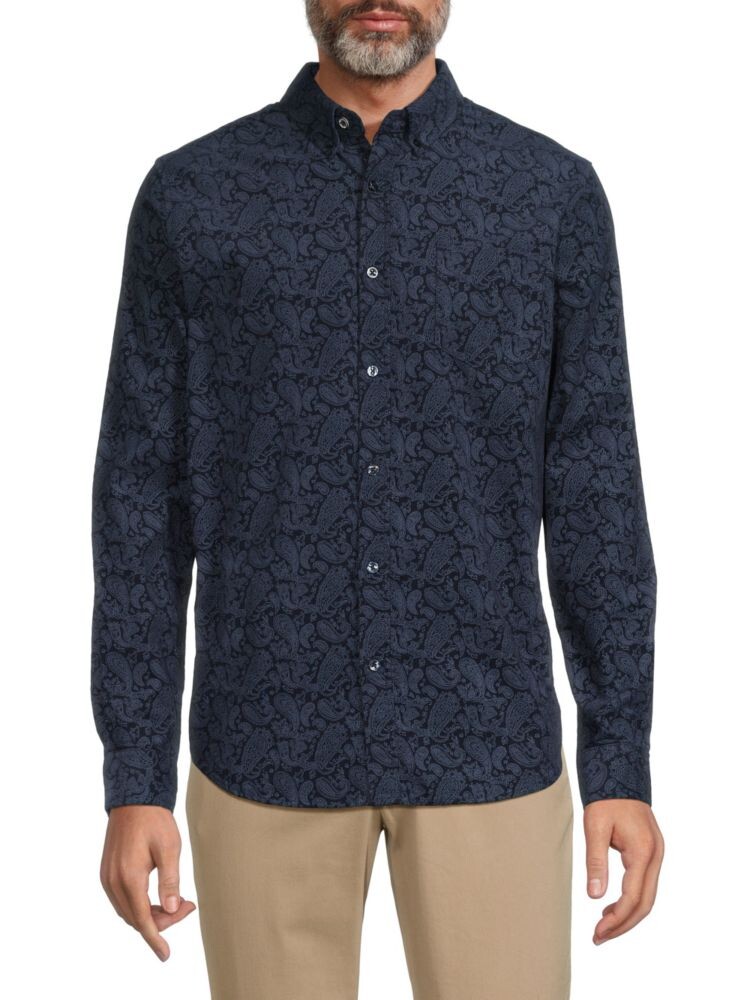 

Вельветовая рубашка с узором пейсли Ben Sherman, темно-синий