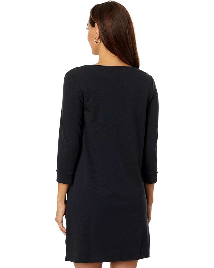 

Платье Lilla P 3/4 Sleeve Split-Neck Dress, черный