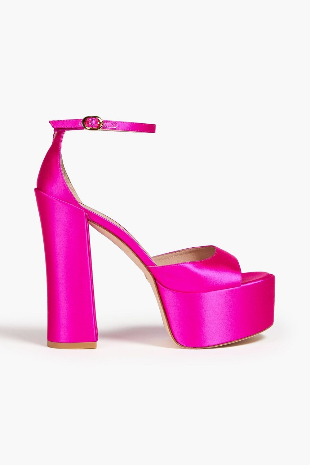 

Атласные босоножки на платформе Sky High 145 STUART WEITZMAN, розовый