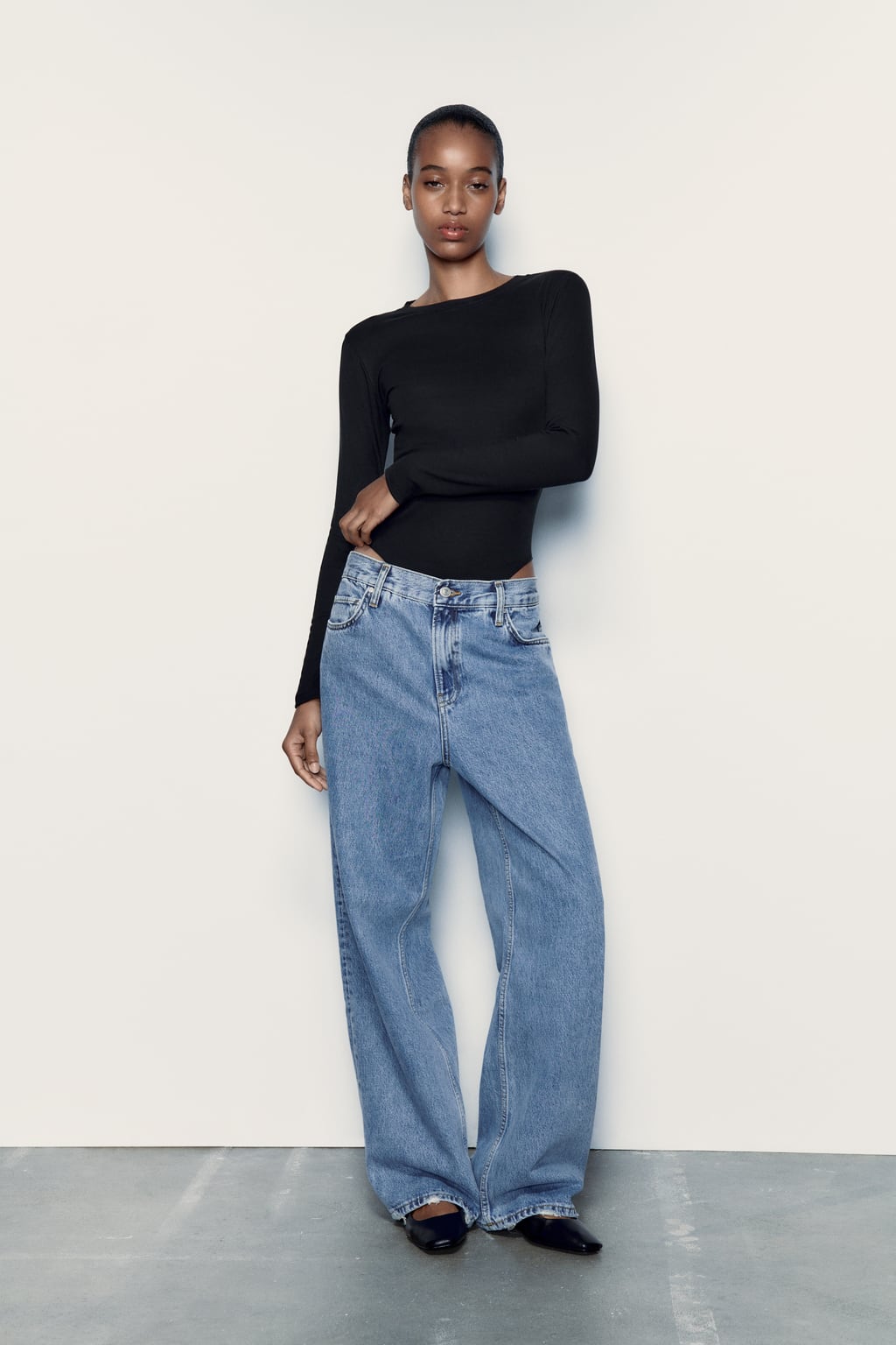 

Боди из модала с длинными рукавами ZARA, черный