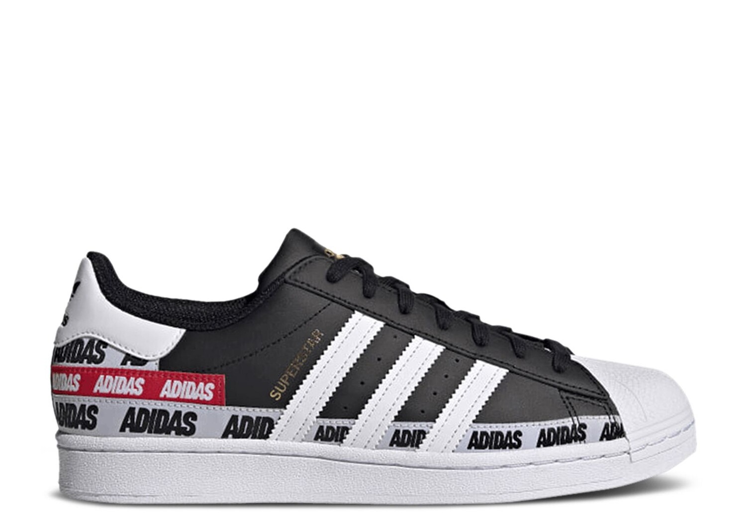 Кроссовки adidas Superstar 'Wordmark Heel Stripe - Core Black', черный кроссовки adidas superstar wordmark heel stripe white black черный