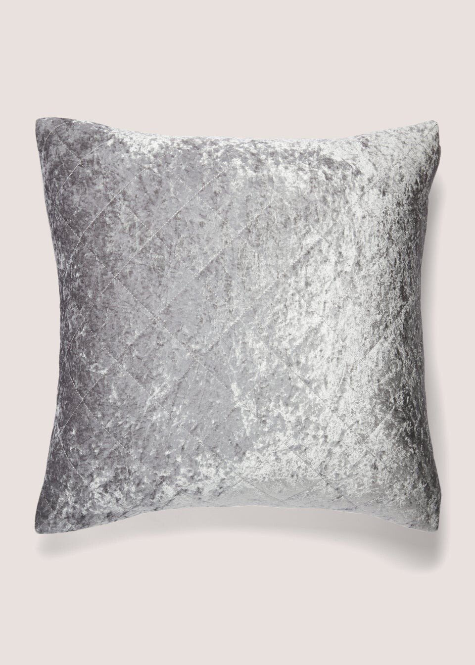 

Серебряная стеганая бархатная подушка (43 см x 43 см) Homestore, серый