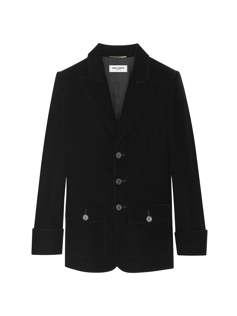 

Короткий однобортный жакет из купро-бархата Saint Laurent, Черный