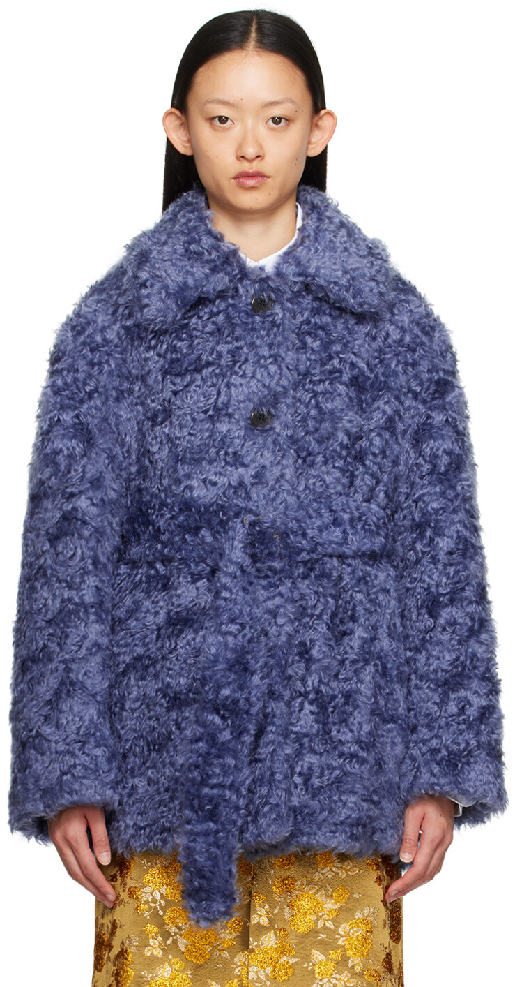 

Синяя куртка с поясом Dries Van Noten, Синий