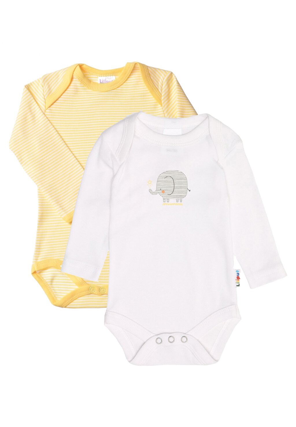 

Боди IM PRAKTISCHEN 2ER-PACK Liliput, цвет gelb geringelt/weiß mit frontdruck