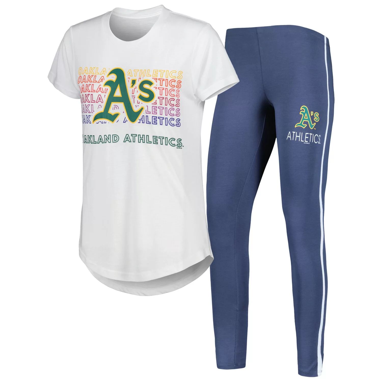 Женский комплект для сна с футболкой и леггинсами Concepts Sport, темно-серый/белый Oakland Athletics Sonata
