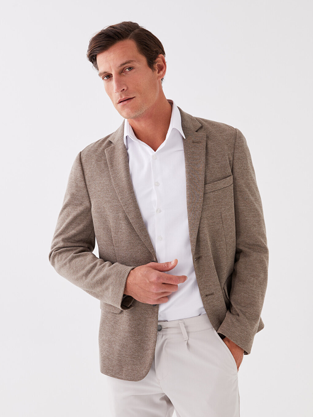 

Мужской пиджак Slim Fit LCWAIKIKI Classic, бежевый меланж