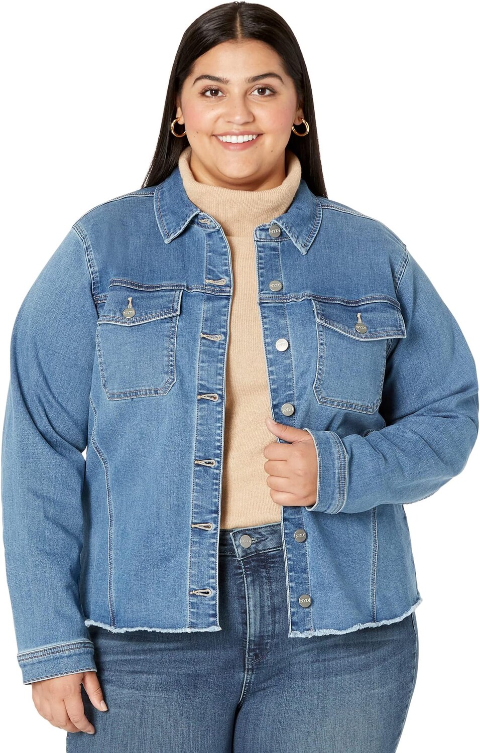 

Куртка Plus Size Frayed Hem Denim Jacket NYDJ, цвет Lovesick