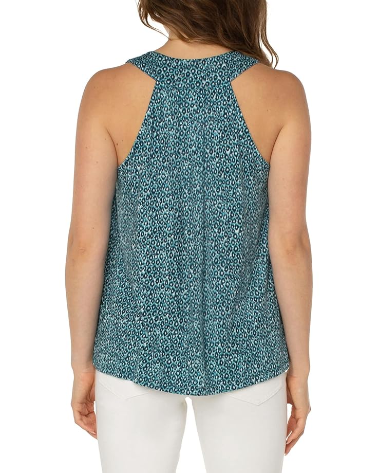 

Топ Liverpool Los Angeles Pleated Front Sleeveless Modal Knit Top, цвет Teal Mini Painted Cheetah Print