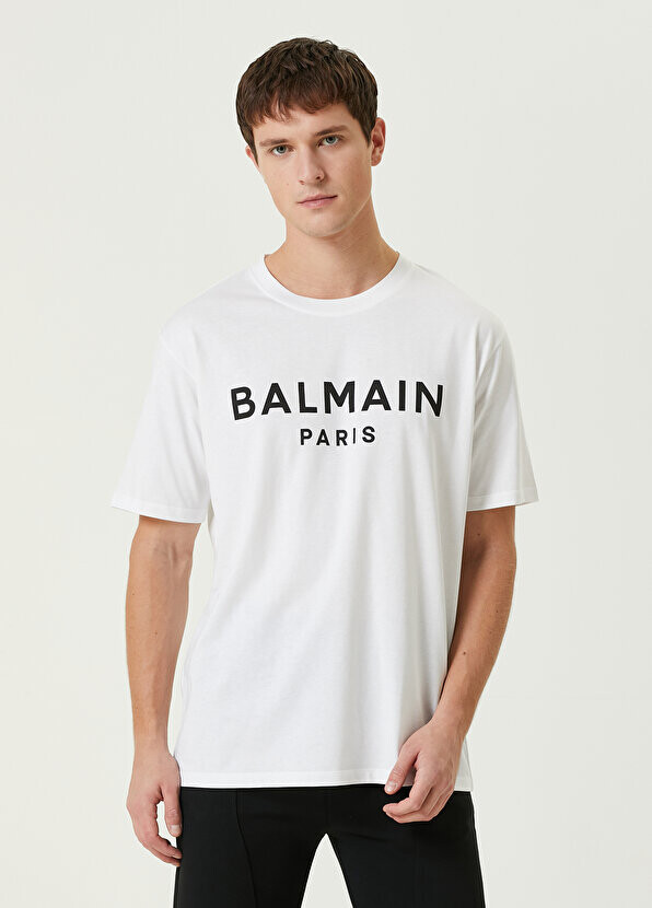 

Белая футболка из органического хлопка с принтом логотипа Balmain, Белый
