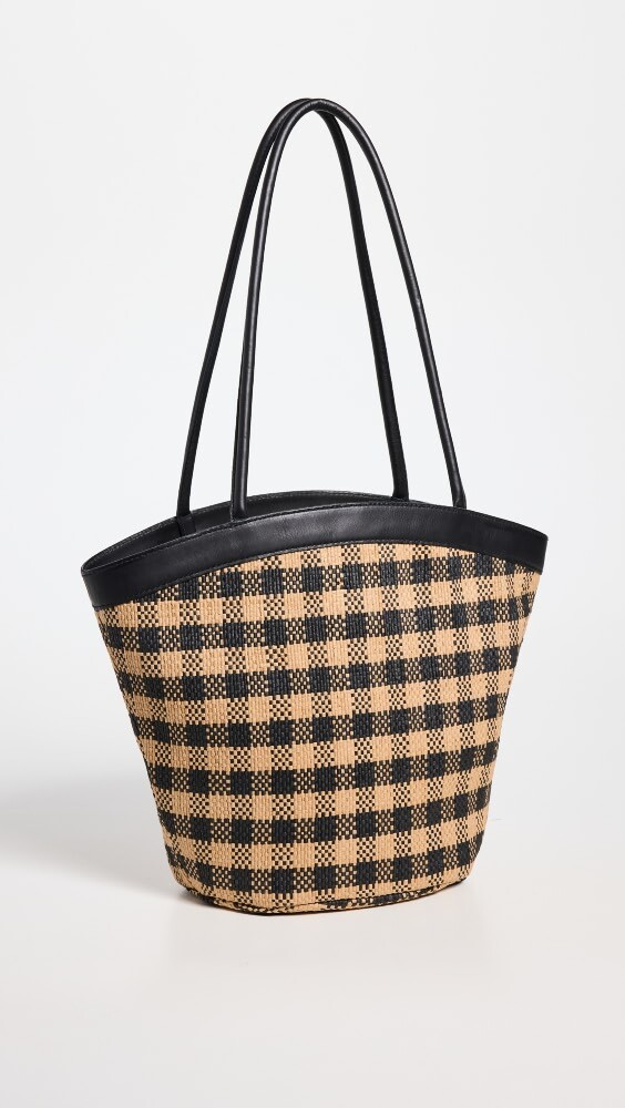 

Сумка-тоут Madewell Gingham Paper Straw Tote, черный