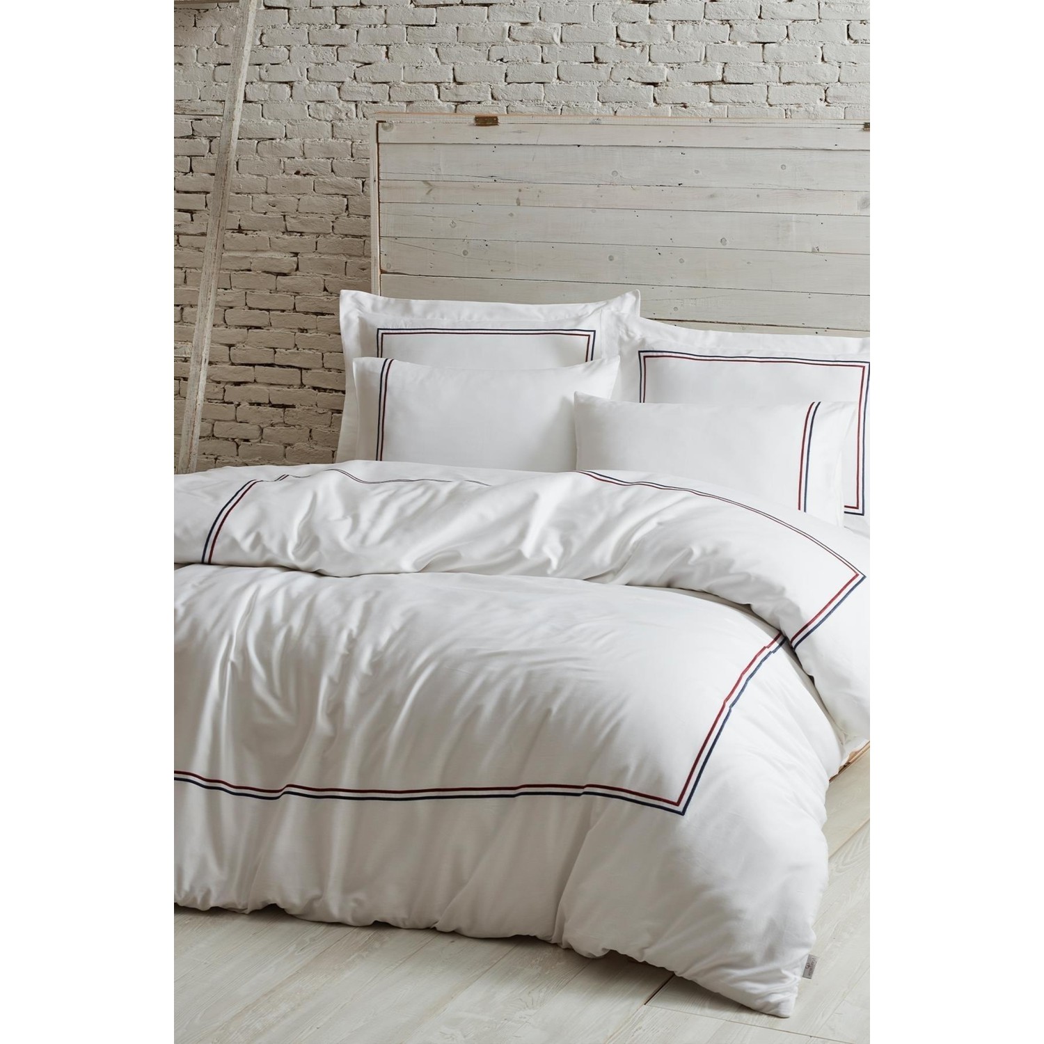 Ecocotton Line Комплект постельного белья королевского размера из 100% органического хлопка, атласа с вышивкой, белого цвета, 220X240 см beyaz saray hotel