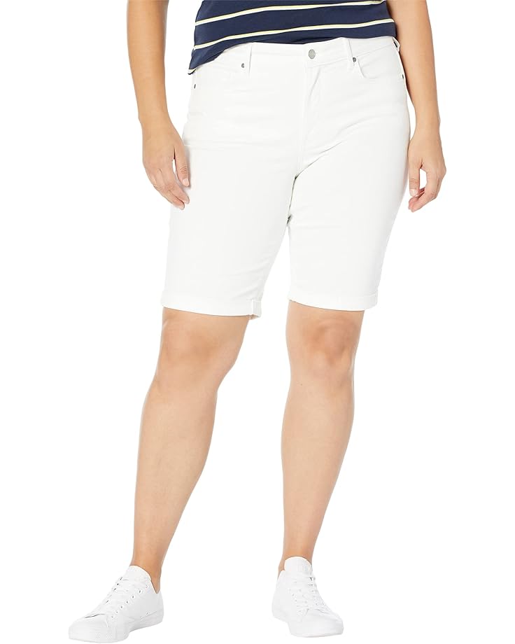 Шорты NYDJ Plus Size Briella Shorts Roll Cuff 11 in Optic White, белый цена и фото