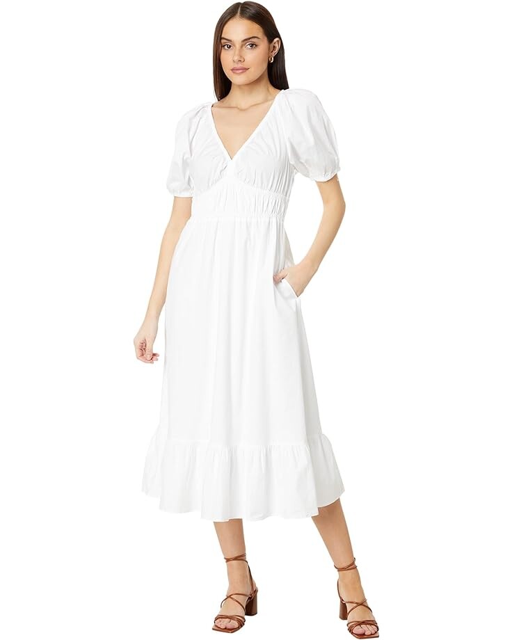 

Платье Vineyard Vines Poplin V-Neck Midi, цвет White Cap