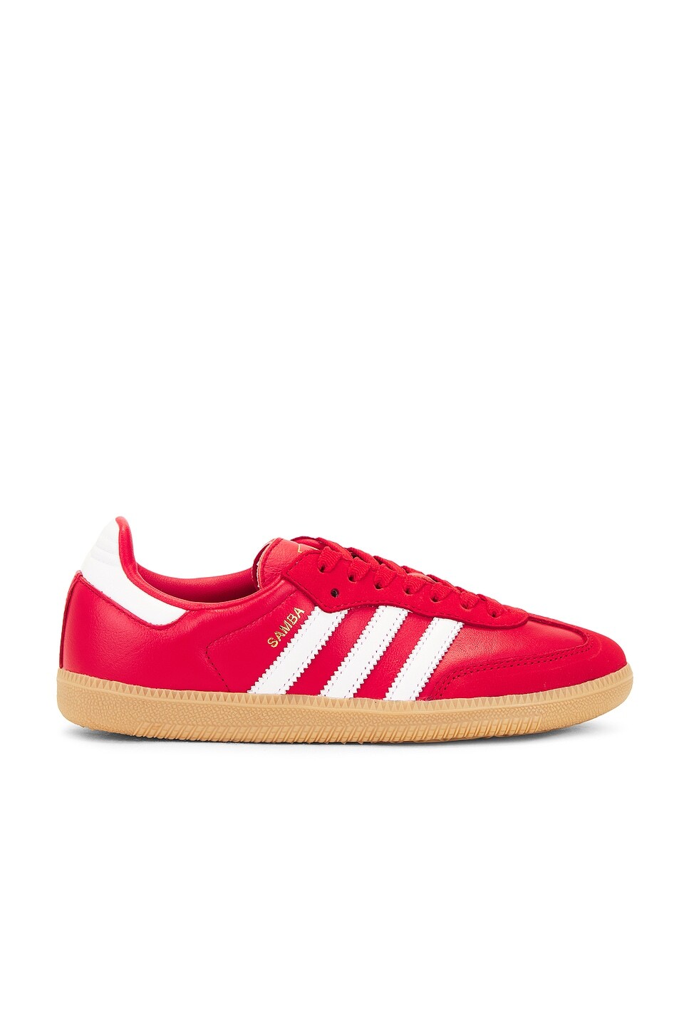 

Кроссовки женские Samba OG Adidas Originals, цвет Better Scarlet, White, & Gold Metallic