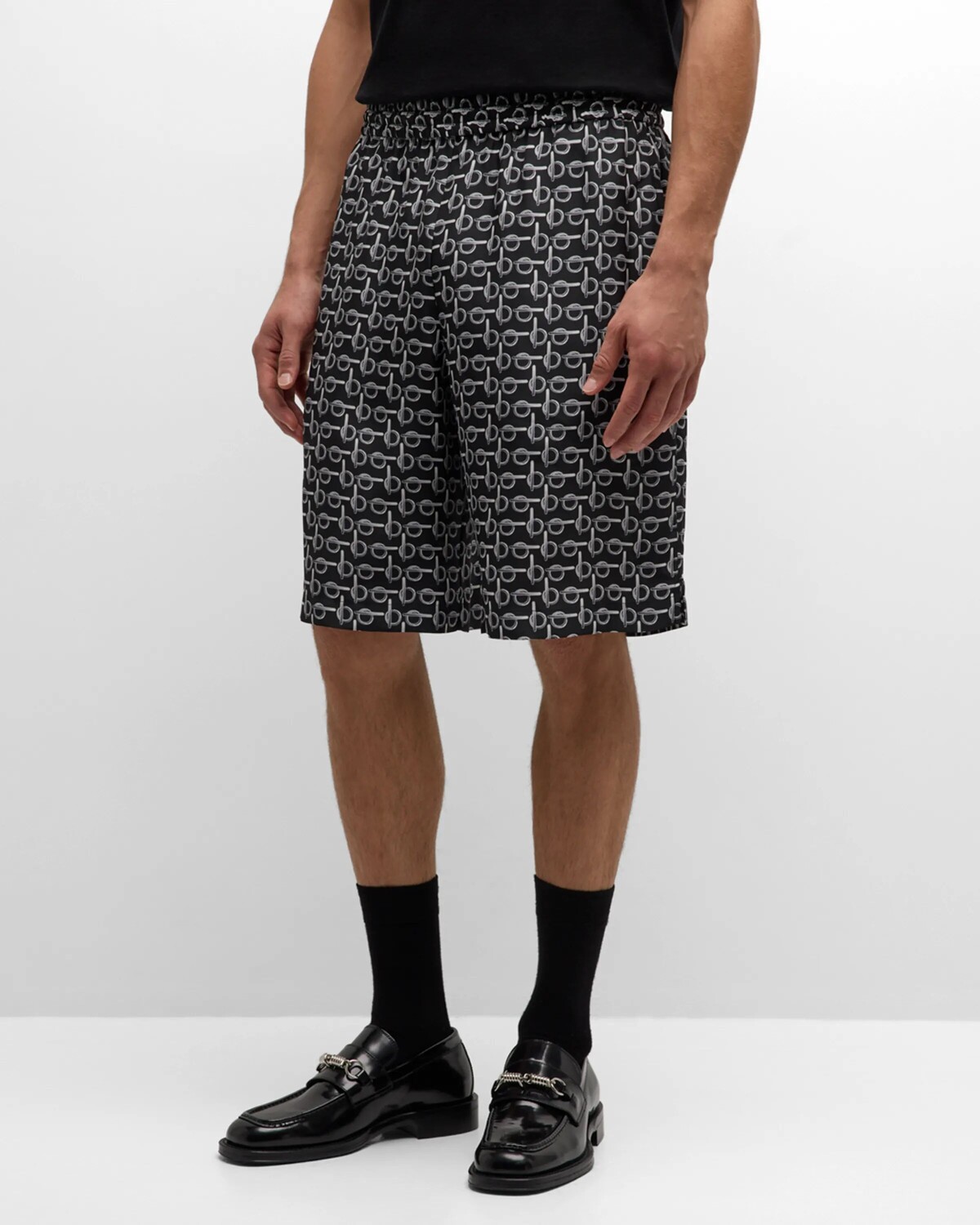 

Мужские шелковые шорты с застежкой B Burberry, цвет Silver/Black