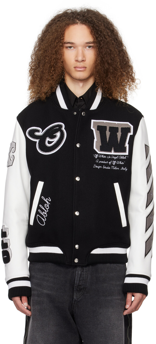 

Черный бомбер с нашивками Off-White, цвет Black/Black
