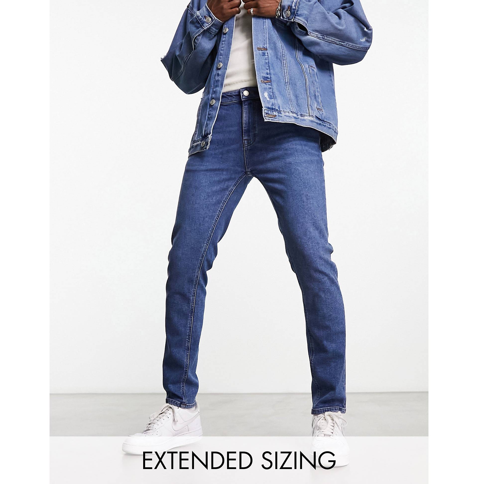 Синие джинсы скинни ASOS DESIGN средней потертости