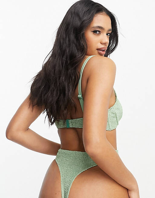 

Цвета хаки с жатыми высокими стрингами ASOS DESIGN