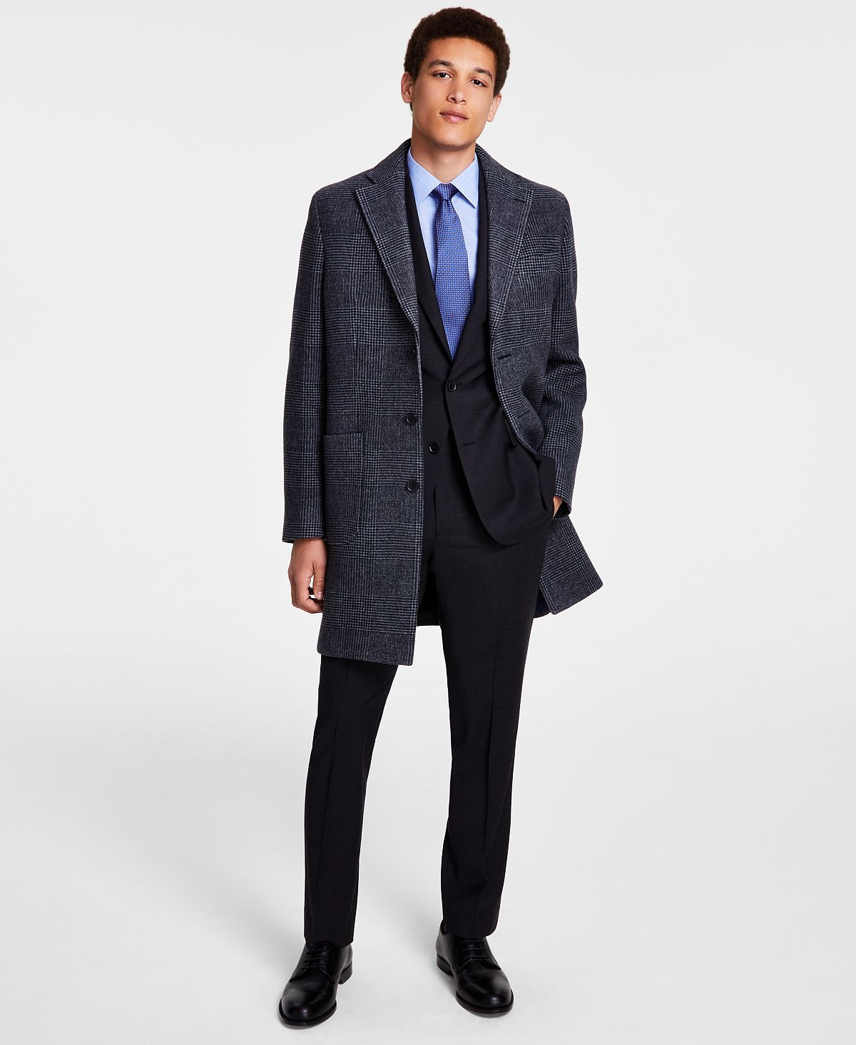 Мужское двустороннее пальто в клетку из смесовой шерсти Brooks Brothers