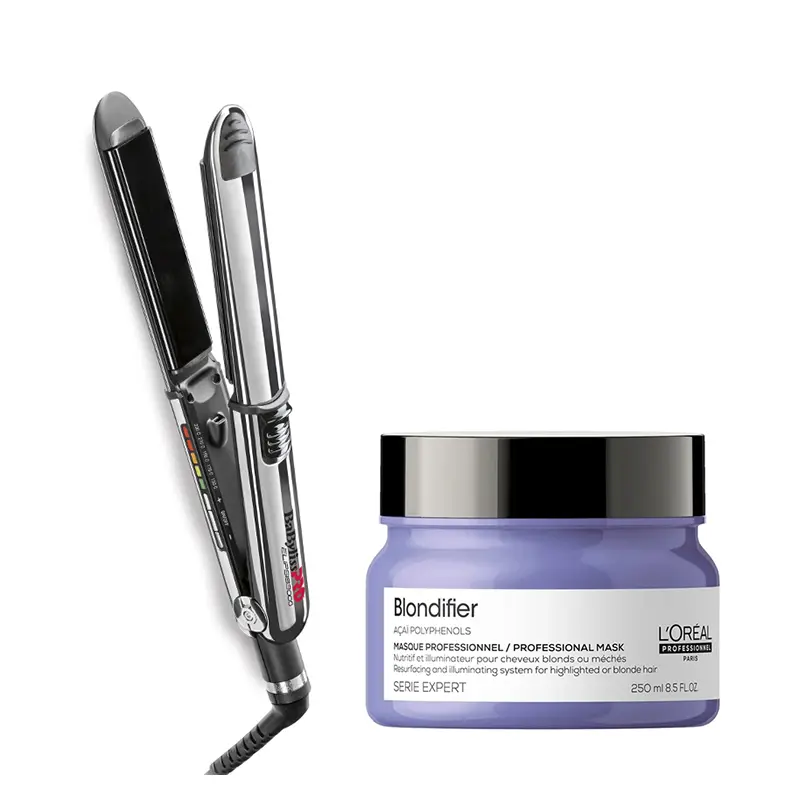 

Набор для укладки волос: выпрямитель для волос 31мм - черный Babyliss Pro Elipsis And Blondifier Masque, 250 мл