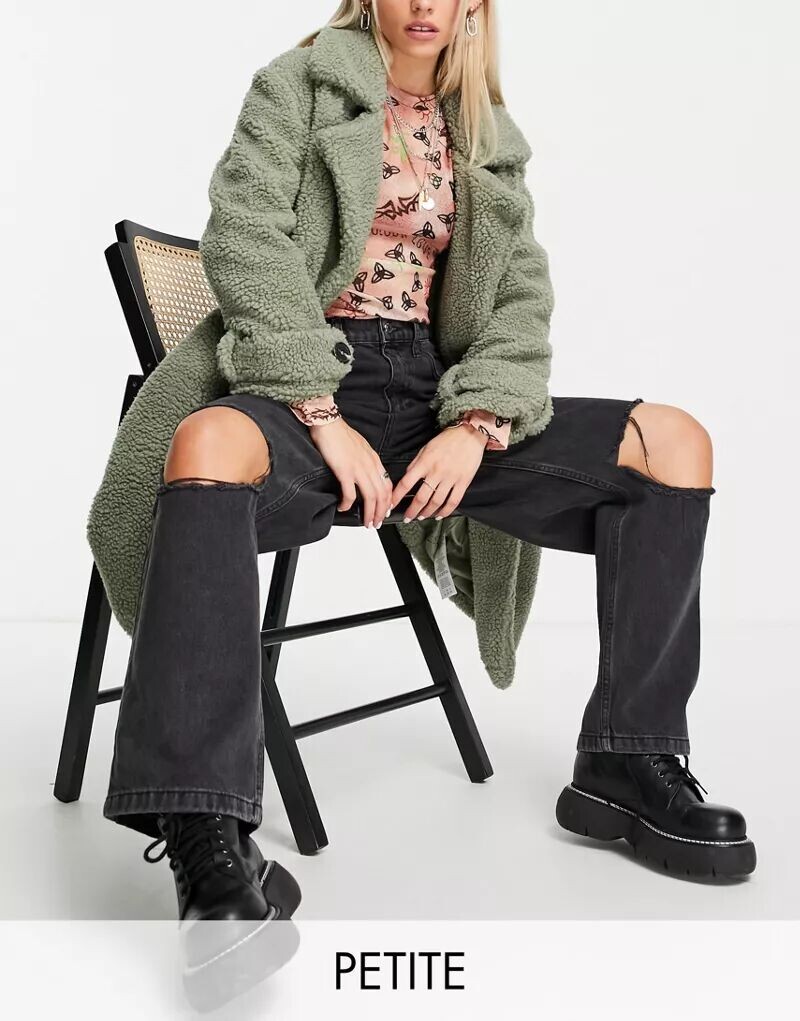 

Черные мешковатые джинсы Topshop с рваными коленями
