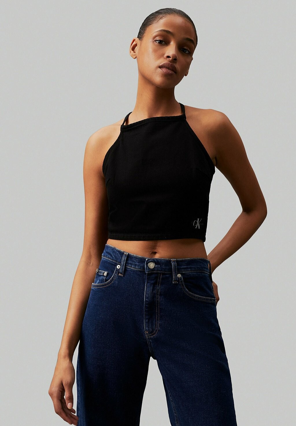 

Топ TIE BACK Calvin Klein, черный деним