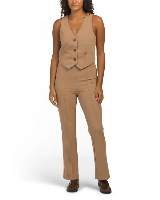 

Комплект расклешенного жилета из крепа Cupcakes And Cashmere, цвет Camel